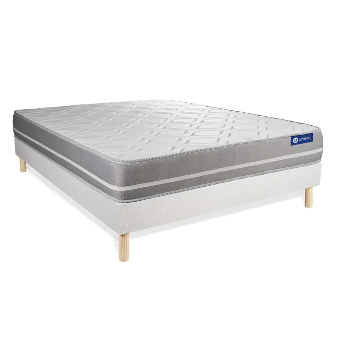ACTISOMEnsemble matelas Latex memoire de forme ACTILATEX TOUCH 3 zones de confort sommier KIT blanc