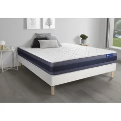 ACTISOMEnsemble matelas Latex et Memoire de forme ACTILATEX MORPHO Maxi epaisseur 5 zones de confort et sommier KIT blanc