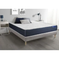 ACTISOMEnsemble matelas Latex et Memoire de forme ACTILATEX SLEEP 5 zones de confort et sommier KIT gris