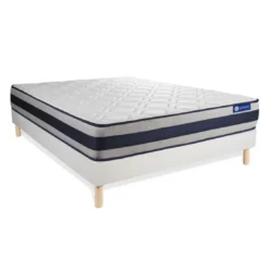ACTISOMEnsemble matelas Latex et Memoire de forme Maxi epaisseur 5 zones de confort et sommier KIT blanc