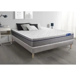 ACTISOMEnsemble matelas Latex Memoire de forme ACTILATEX ZEN Maxi epaisseur 7 zones de confort sommier KIT gris