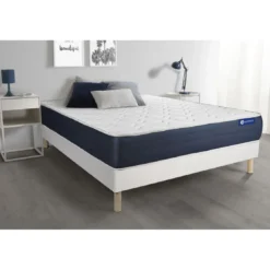 ACTISOMEnsemble matelas Latex et Memoire de forme ACTILATEX SLEEP 5 zones de confort et sommier KIT blanc