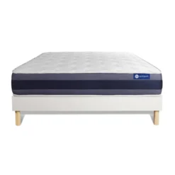 ACTISOMEnsemble matelas Memoire de forme ACTIMEMO MORPHO Maxi epaisseur 5zones de confort sommier KIT blanc