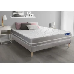 ACTISOMEnsemble matelas Memoire de forme ACTIMEMO TOUCH 3 zones de confort sommier KIT gris