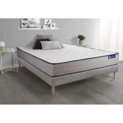 ACTISOMEnsemble matelas Memoire de forme ACTIMEMO FORM 5 zones de confort sommier KIT gris
