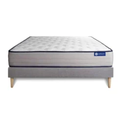 ACTISOMEnsemble matelas Memoire de forme ACTIMEMO FORM 5 zones de confort sommier KIT gris