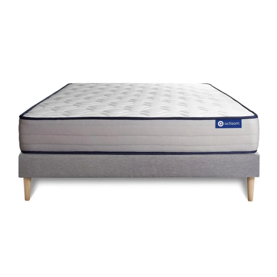 ACTISOMEnsemble matelas Memoire de forme ACTIMEMO FORM 5 zones de confort sommier KIT gris