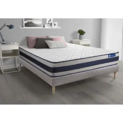ACTISOMEnsemble matelas Memoire de forme ACTIMEMO ERGO Maxi epaisseur 5 zones de confort sommier KIT gris