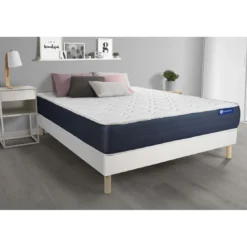 ACTISOMEnsemble matelas Memoire de forme ACTIMEMO SLEEP 5 zones de confort sommier KIT blanc