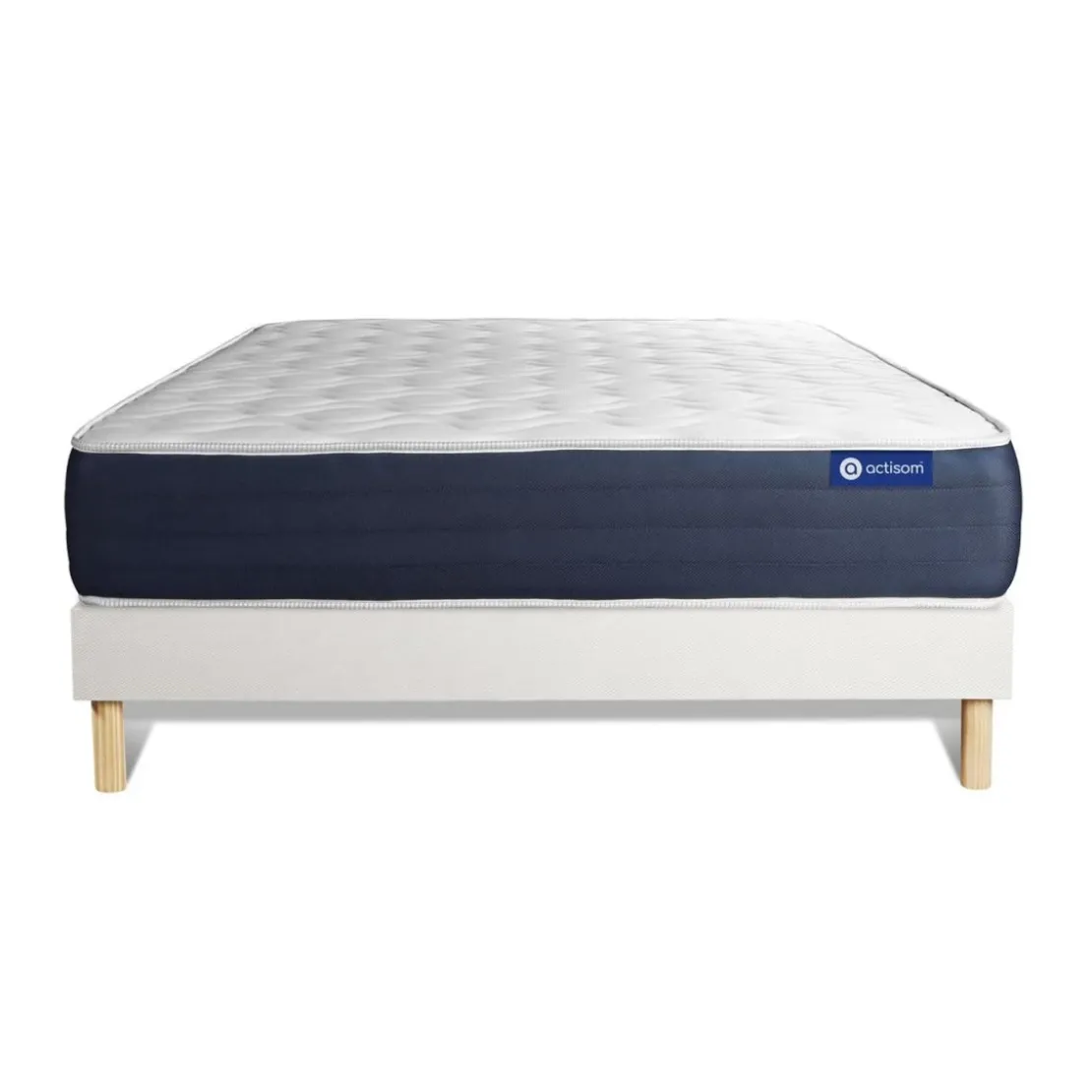 ACTISOMEnsemble matelas Memoire de forme ACTIMEMO SLEEP 5 zones de confort sommier KIT blanc