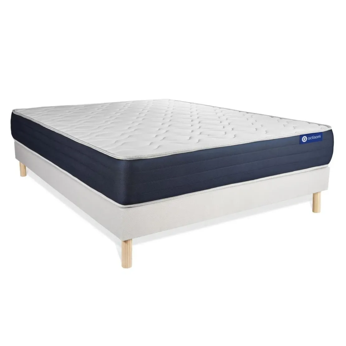 ACTISOMEnsemble matelas Memoire de forme ACTIMEMO SLEEP 5 zones de confort sommier KIT blanc