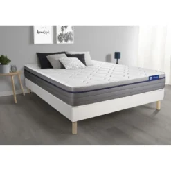 ACTISOMEnsemble matelas Memoire de forme ACTIMEMO ZEN Maxi epaisseur 7 zones de confort sommier KIT blanc