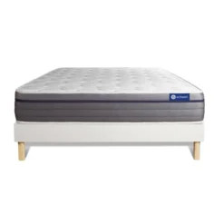 ACTISOMEnsemble matelas Memoire de forme ACTIMEMO ZEN Maxi epaisseur 7 zones de confort sommier KIT blanc