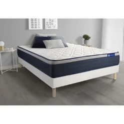 ACTISOMEnsemble matelas Memoire de forme ACTIMEMO MAX Maxi epaisseur 7zones de confort sommier KIT blanc
