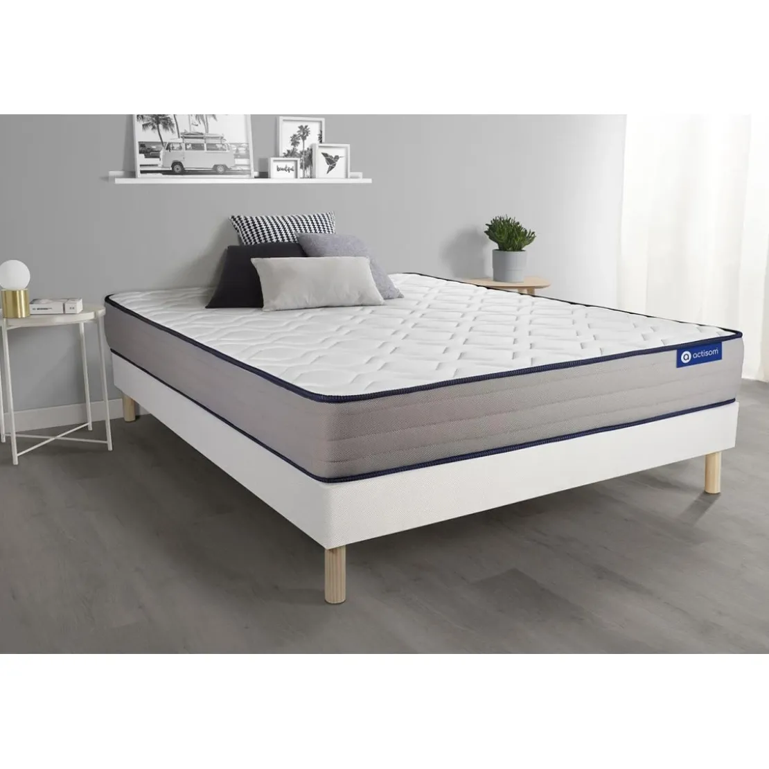 ACTISOMEnsemble matelas Memoire de forme ACTIMEMO FORM 5 zones de confort sommier KIT blanc