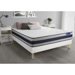 ACTISOMEnsemble matelas Memoire de forme ACTIMEMO ERGO Maxi epaisseur 5 zones de confort sommier KIT blanc