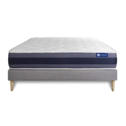 ACTISOMEnsemble matelas Memoire de forme ACTIMEMO MORPHO Maxi epaisseur 5 zones de confort sommier KIT gris