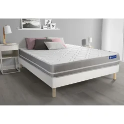 ACTISOMEnsemble matelas Memoire de forme ACTIMEMO TOUCH 3 zones de confort sommier KIT blanc