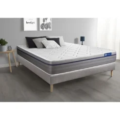 ACTISOMEnsemble matelas Memoire de forme ACTIMEMO ZEN Maxi epaisseur 7 zones de confort sommier KIT gris