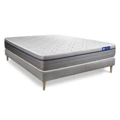 ACTISOMEnsemble matelas Memoire de forme ACTIMEMO ZEN Maxi epaisseur 7 zones de confort sommier KIT gris
