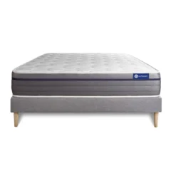 ACTISOMEnsemble matelas Memoire de forme ACTIMEMO ZEN Maxi epaisseur 7 zones de confort sommier KIT gris