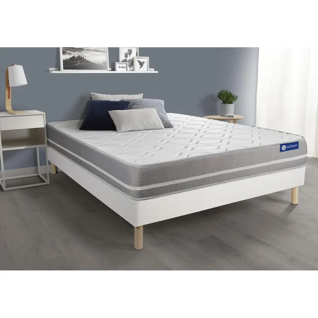 ACTISOMEnsemble matelas Ressorts ensaches ACTIFLEX TOUCH 3 zones de confort sommier KIT blanc
