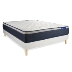 ACTISOMEnsemble matelas Ressorts ensaches Memoire de forme ACTIFLEX MAX Maxi epaisseur 7 zones confort sommier KIT blanc