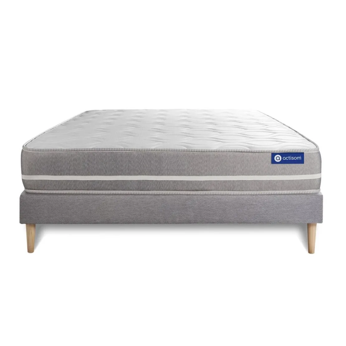 ACTISOMEnsemble matelas Ressorts ensaches ACTIFLEX TOUCH 3 zones de confort sommier KIT gris