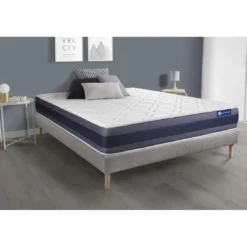 ACTISOMEnsemble matelas Ressorts ensaches Memoire de forme ACTIFLEX MORPHO Maxi epaisseur 5 zones confort sommier KIT gris
