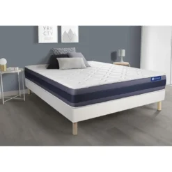 ACTISOMEnsemble matelas Ressorts ensaches Memoire de forme ACTIFLEX MORPHO Maxi epaisseur 5zones confort sommier KIT blanc