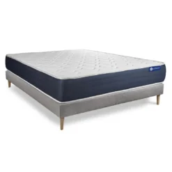 ACTISOMEnsemble matelas Ressorts ensaches et Memoire de forme ACTIFLEX SLEEP 5 zones de confort sommier KIT gris