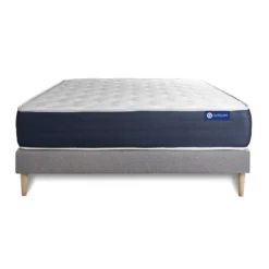 ACTISOMEnsemble matelas Ressorts ensaches et Memoire de forme ACTIFLEX SLEEP 5 zones de confort sommier KIT gris