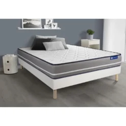 ACTISOMEnsemble matelas Ressorts ensaches ACTIFLEX PUR3 zones de confort sommier KIT blanc