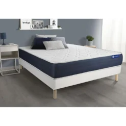 ACTISOMEnsemble matelas Ressorts ensaches et Memoire de forme ACTIFLEX SLEEP 5 zones de confort sommier KIT blanc
