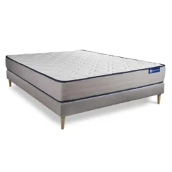 ACTISOMEnsemble matelas Ressorts ensaches et Memoire de forme ACTIFLEX FORM 5zones de confort sommier KIT gris