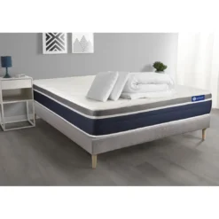 ACTISOMPack prêt a dormir ACTIMEMO CONFORT Matelas memoire de forme Maxi epaisseur sommier KIT gris