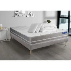 ACTISOMPack prêt a dormir matelas Latex memoire de formesommier KIT gris 2 oreillers couette