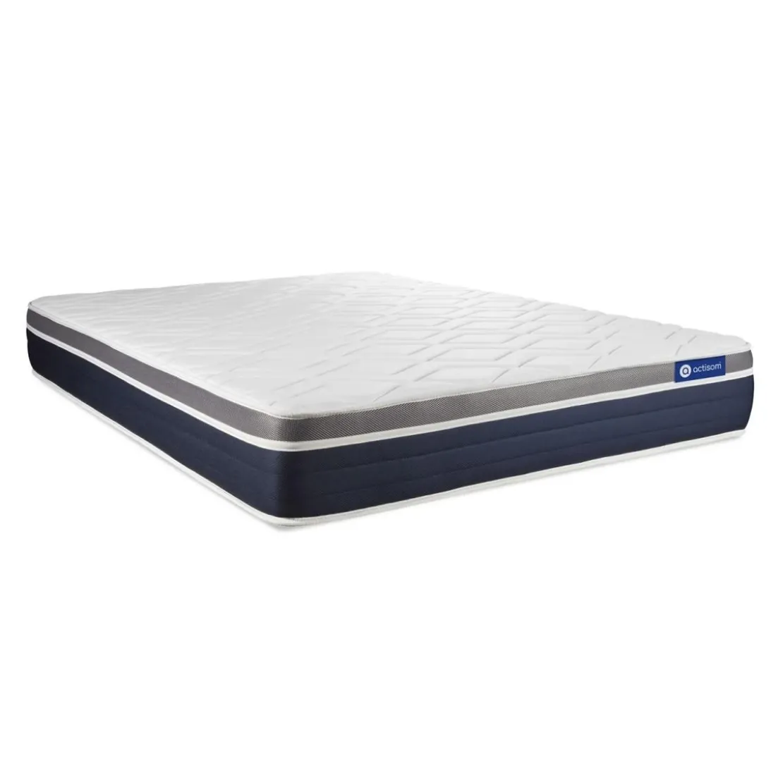 ACTISOMPack prêt a dormir Matelas Latex memoire de forme sommier KIT blanc 2 oreillers couette