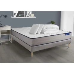 ACTISOMPack prêt a dormir matelas Ressorts ensaches Memoire de forme ACTIFLEX FORM sommier KIT gris