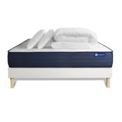 ACTISOMPack prêt a dormir matelas ACTIMEMO LIFE Memoire de forme 5 zones de confort sommier KIT blanc