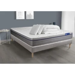 ACTISOMPack prêt a dormir matelas Ressorts ensaches Memoire de forme ACTIFLEX ZEN sommier KIT gris