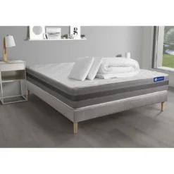 ACTISOMPack prêt a dormir matelas ACTIMEMO RELAX memoire de forme Maxi epaisseur sommier KIT gris