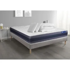 ACTISOMPack prêt a dormir matelas Memoire de forme ACTIMEMO MORPHO 5 zones confort sommier KIT gris