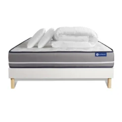 ACTISOMPack prêt a dormir matelas a memoire ACTIMEMO PUR 3 zones de confort sommier KIT blanc