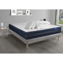 ACTISOMPack prêt a dormir matelas ACTIMEMO TECH Memoire de forme 5 zones de confort sommier KIT gris