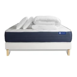 ACTISOMPack prêt a dormir matelas Memoire de forme ACTIMEMO SLEEP 5 zones confort sommier KIT blanc