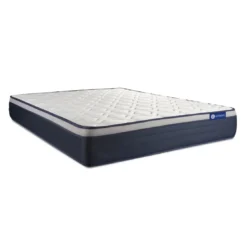 ACTISOMPack prêt a dormir matelas Memoire de forme 2 oreillers et couette Maxi epaisseur sommier KIT blanc