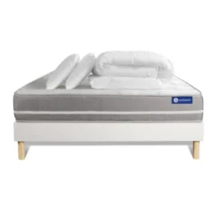 ACTISOMPack prêt a dormir matelas Memoire de forme ACTIMEMO TOUCH 3 zones confort sommier KIT blanc