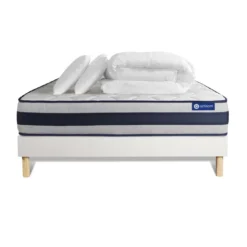 ACTISOMPack prêt a dormir matelas Ressorts ensaches Memoire de forme ACTIFLEX ERGO sommier KIT blanc