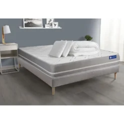 ACTISOMPack prêt a dormir matelas Ressorts ensaches ACTIFLEX TOUCH 3 zones confort sommier 2 oreillers couette